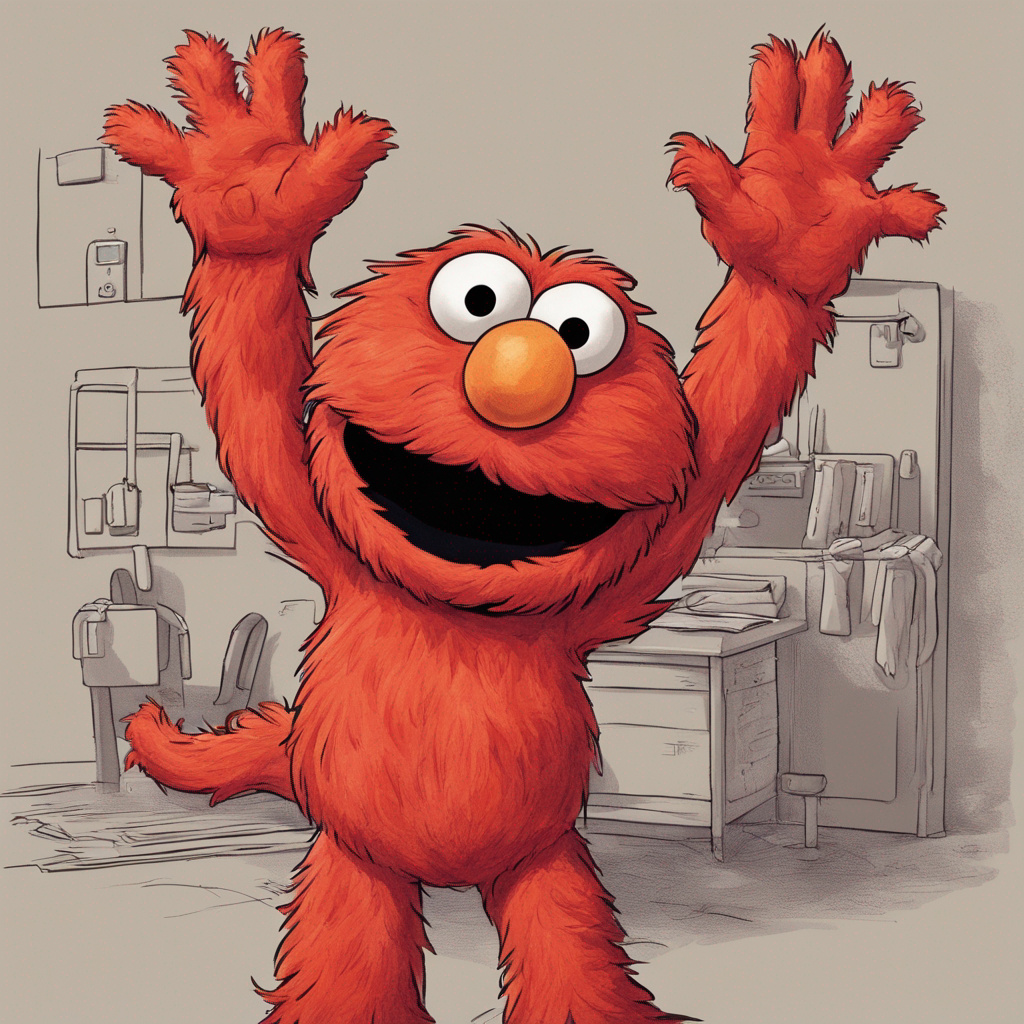 Elmo Origin Elmo is a furry red monster with an orange nose, t by ...