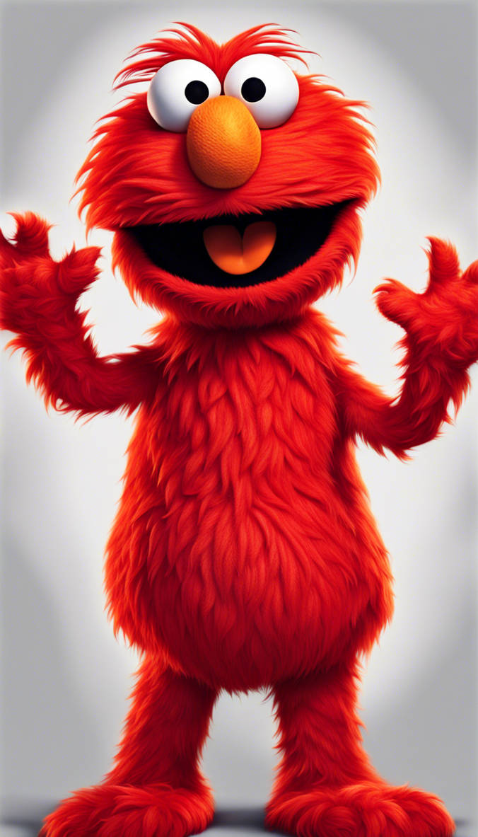Elmo Origin Elmo is a furry red monster with an orange nose, t by ...