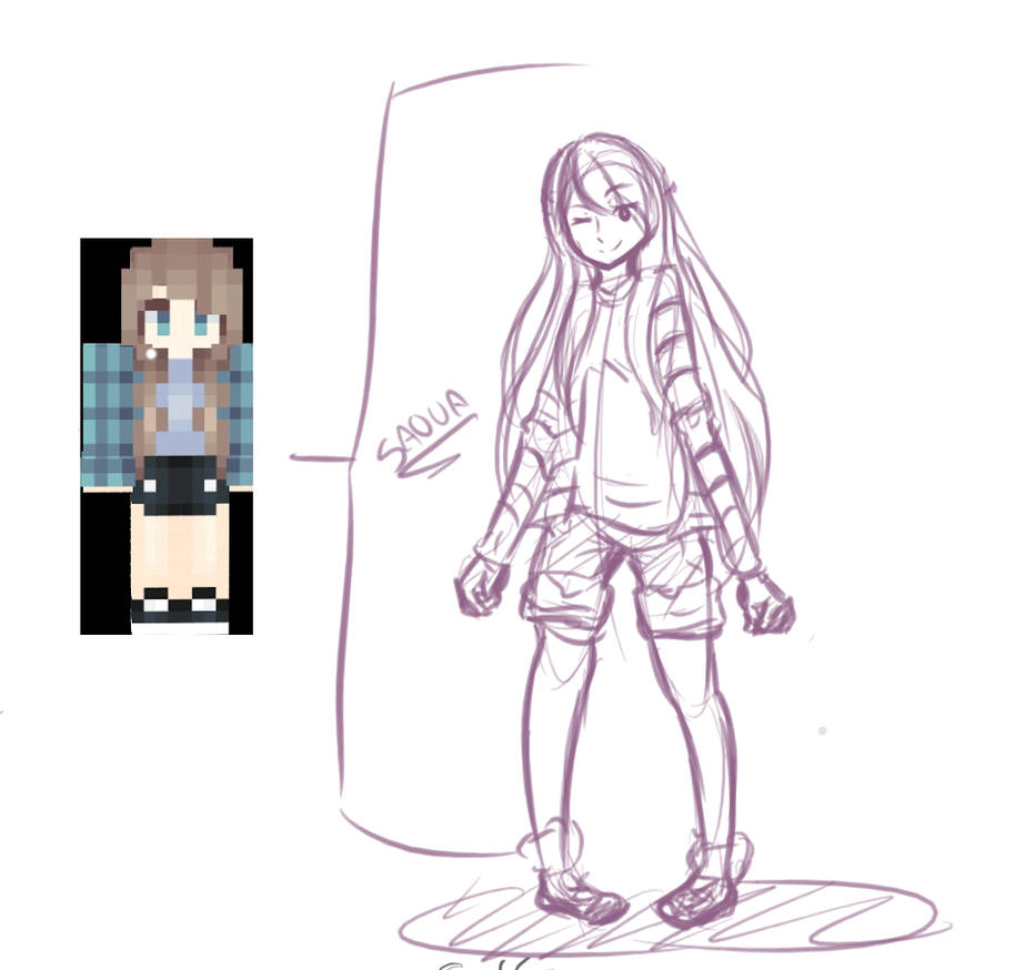 Minecraft Girl Draw In Minecraft Girl Sketch by VzSaova on DeviantArt