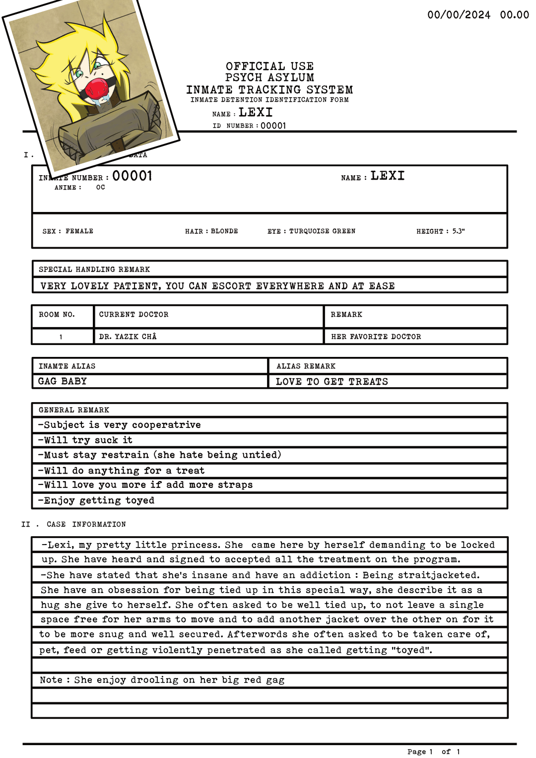Atient Files PATIENT FILE NO : 00001 by SJ-PaddedLocks on DeviantArt