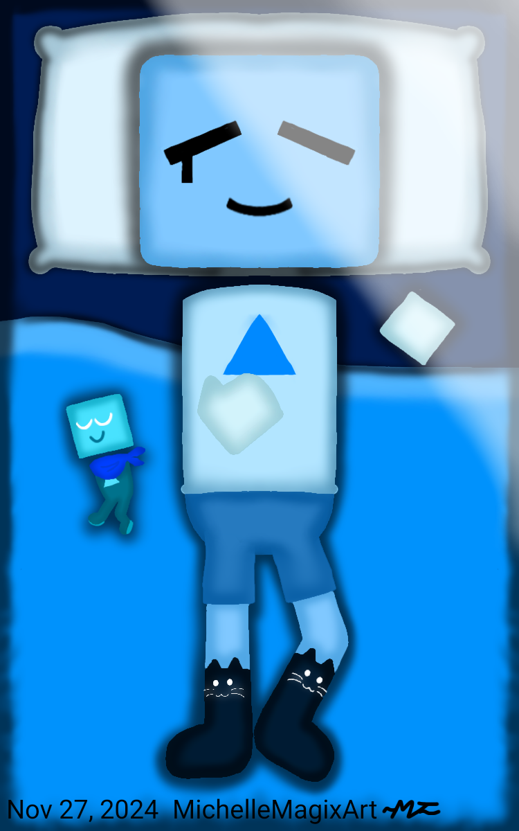 TPC: Cube (And Cyan) Laying In Bed by MichelleMagixArt on DeviantArt