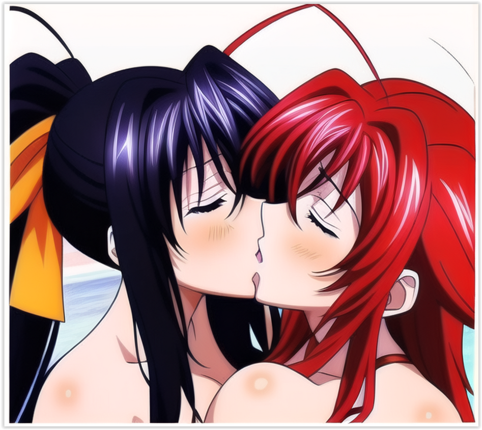 Rias x Akeno. Kiss in the foreground by guloyu84 on DeviantArt