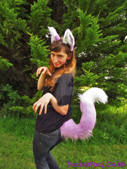 Huge Ears Perky Fox Tail Set Lilac Bright Purple F