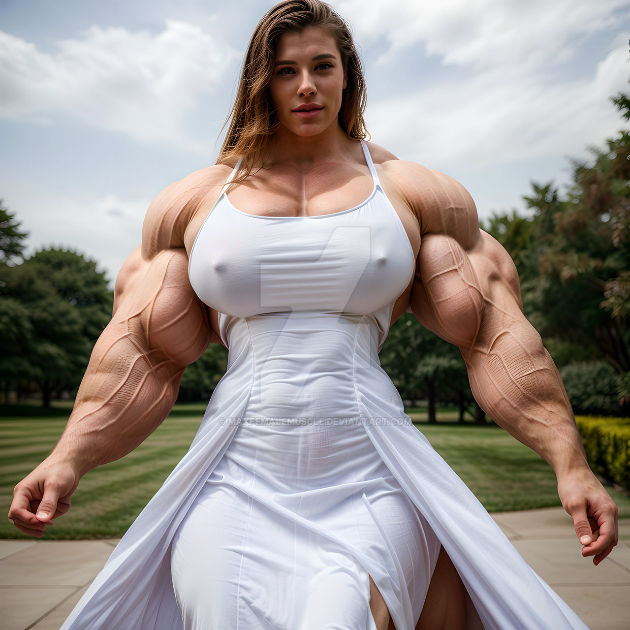 Muscle Girl in Dress by MaxFemaleMuscle on DeviantArt