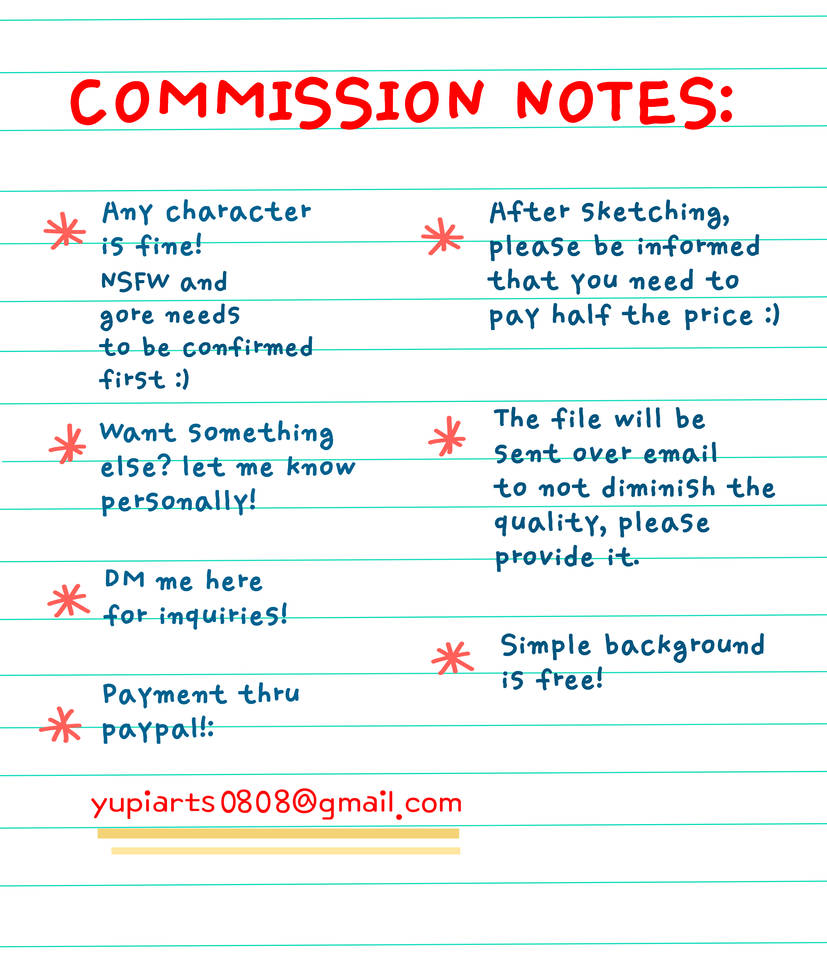 Commission Notes Example Commission Notes by dokinekoreito on DeviantArt