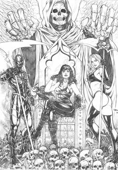 Commission - Death God Flash, Death and Lady Death