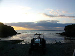 Sunset and Tractor