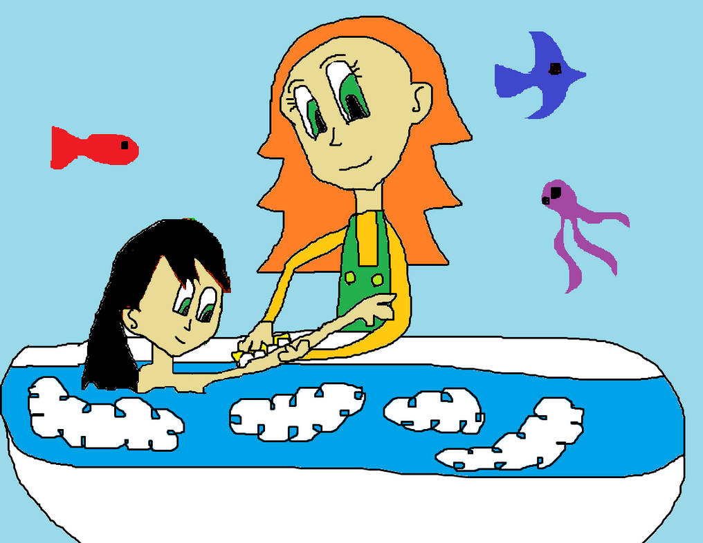 Misty gives Harriet a bath by RIZROW on DeviantArt