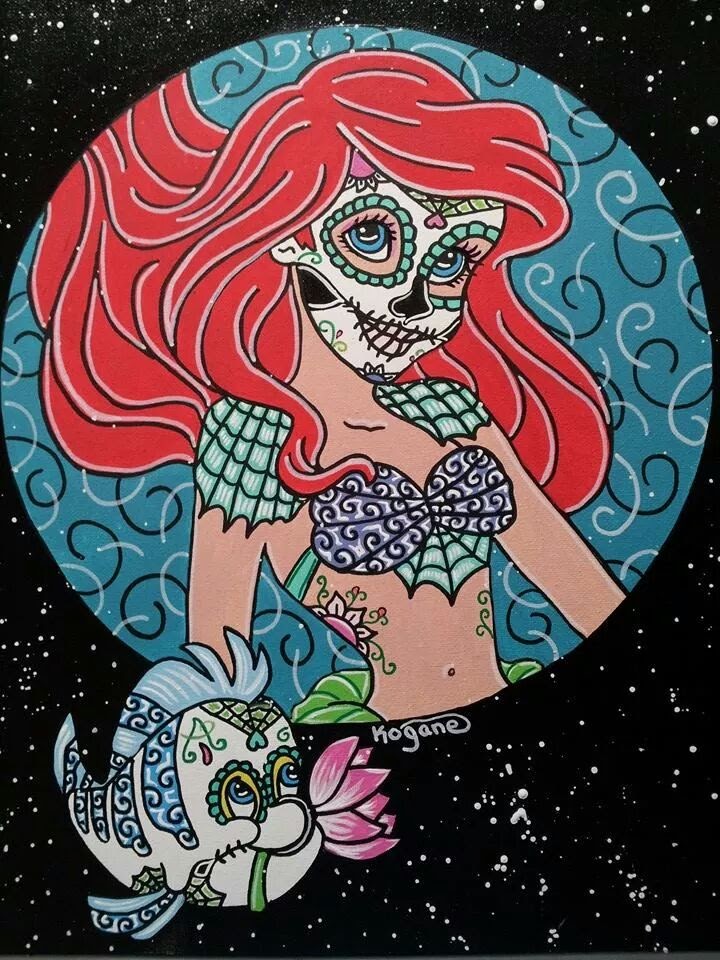 Sugar Skull Ariel and Flounder