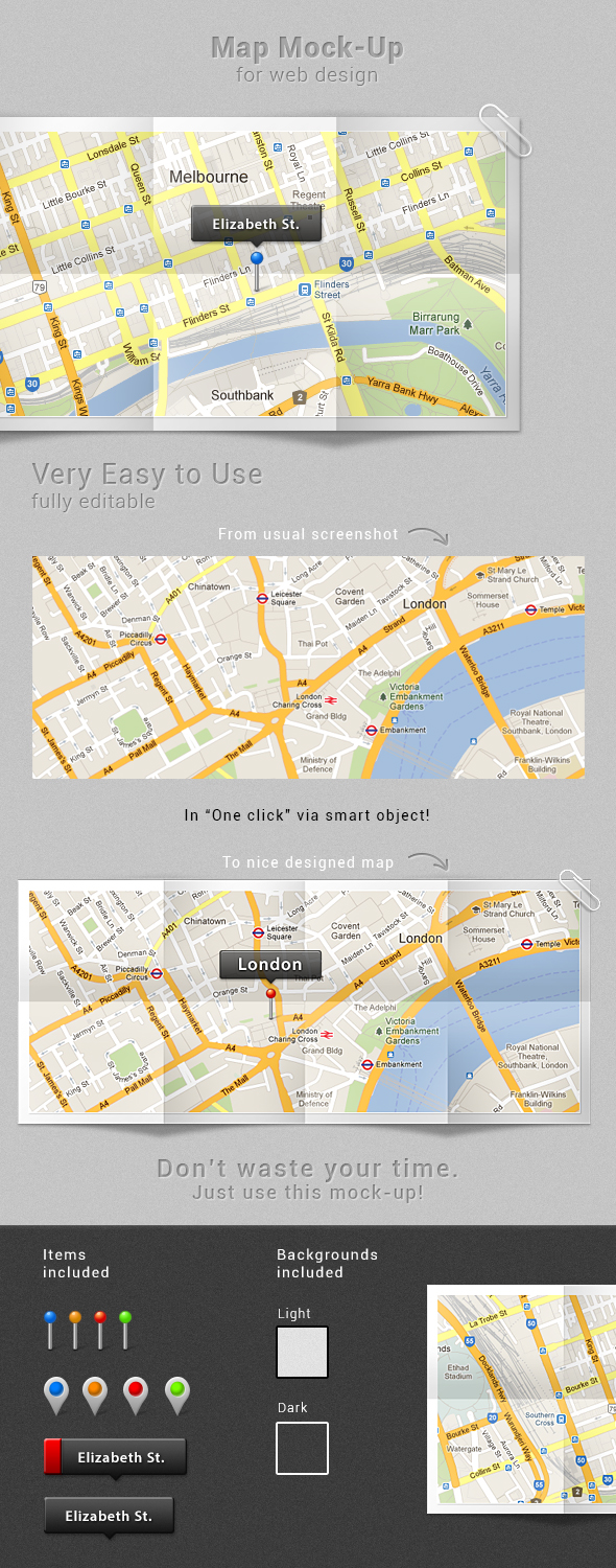 Map mock-up for web design