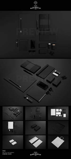 Black Branding Identity Stationery Mock-up