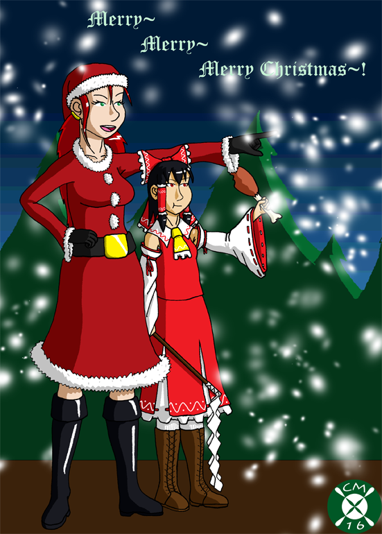 Alexia and Reimu Christmas pic, 2016