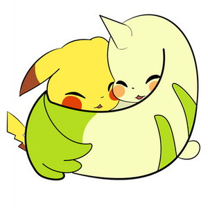 Pikachu and Terriermon - Hug