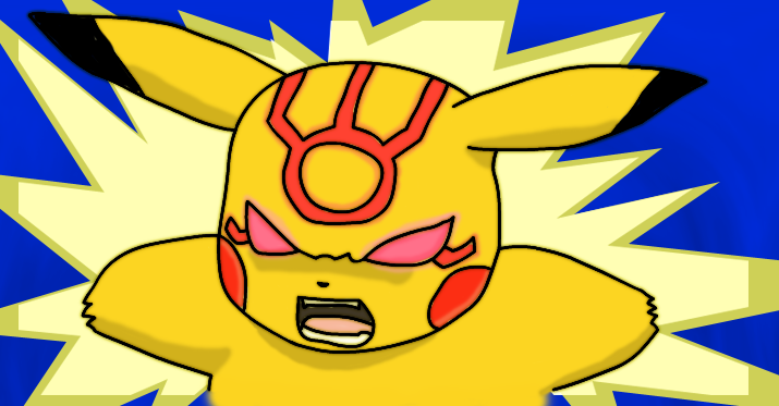 Pikachu absorbs Blue Orb