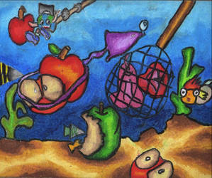 catching fruit under the sea