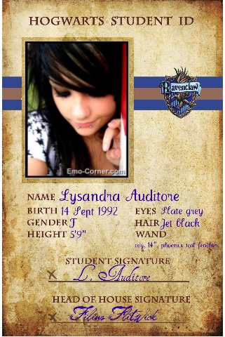 My Hogwarts ID for my OC