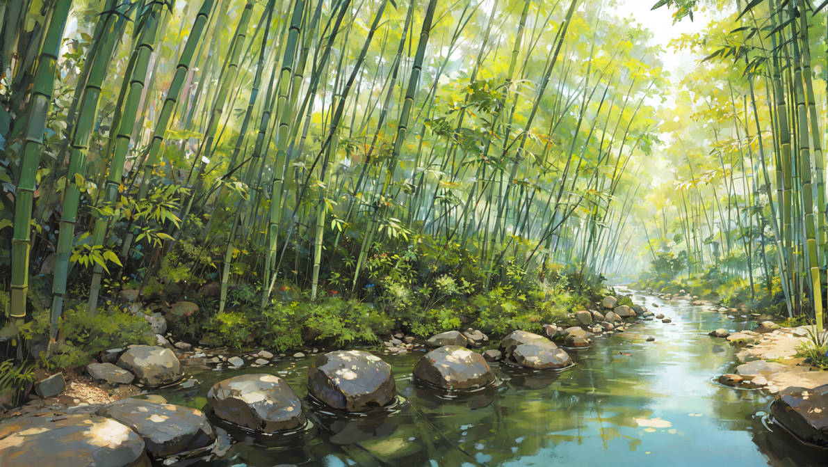 Bamboo Inriver River in the bamboo forest by rubingranatkagor on DeviantArt
