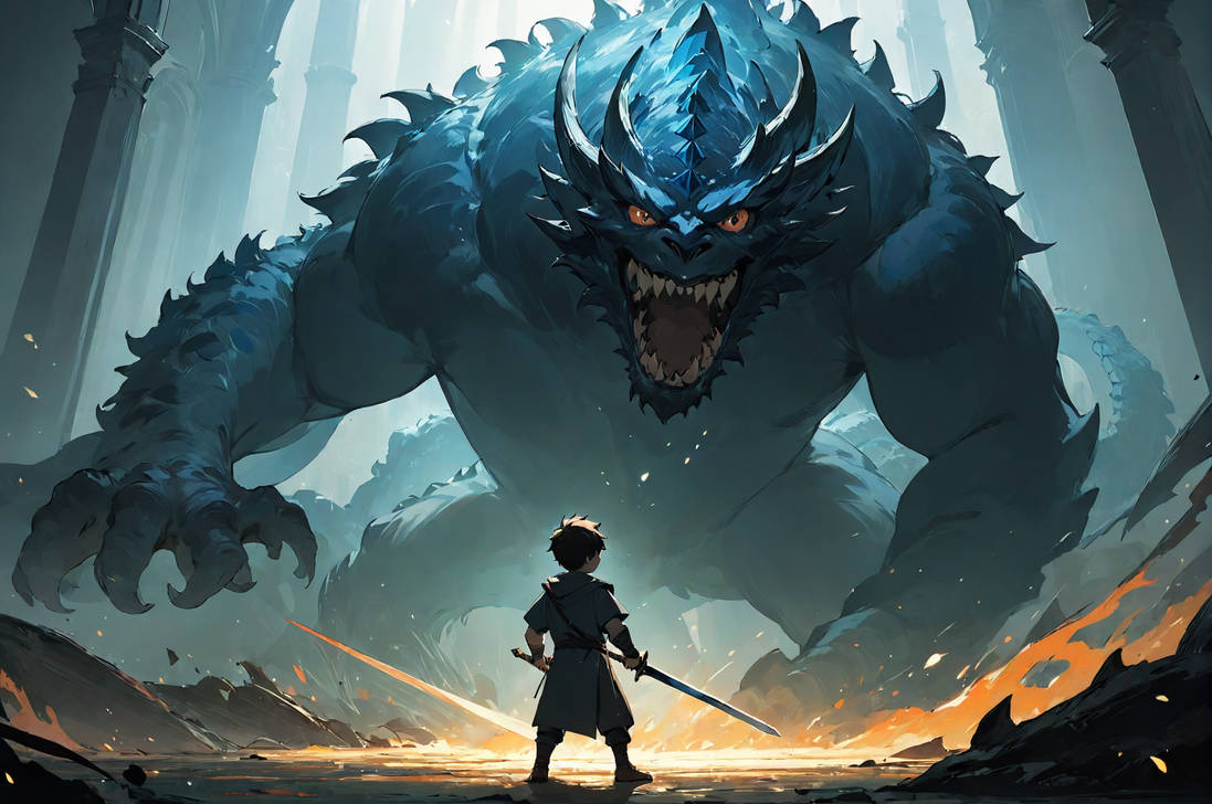 Brave Little Hero vs. Big Bad Monster by rubingranatkagor on DeviantArt