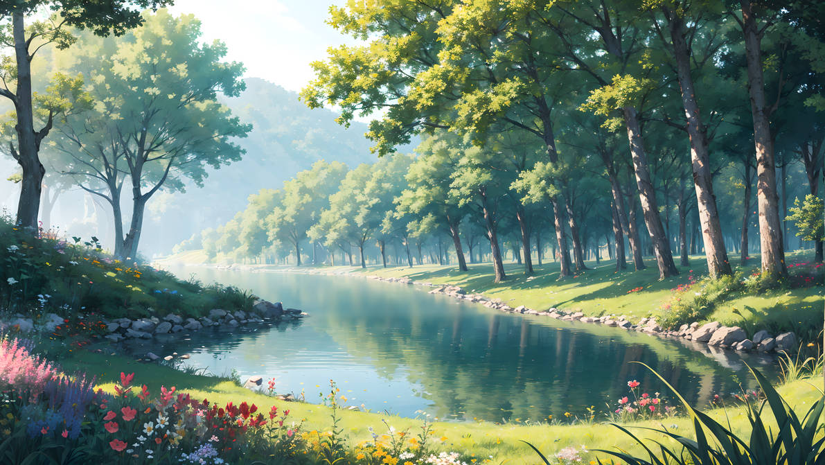 Lake in the park by rubingranatkagor on DeviantArt