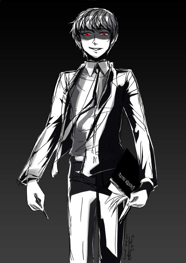 Light Yagami turning insane (art-trade)