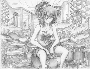 Sawatari Ashe in her studio (Pencil)