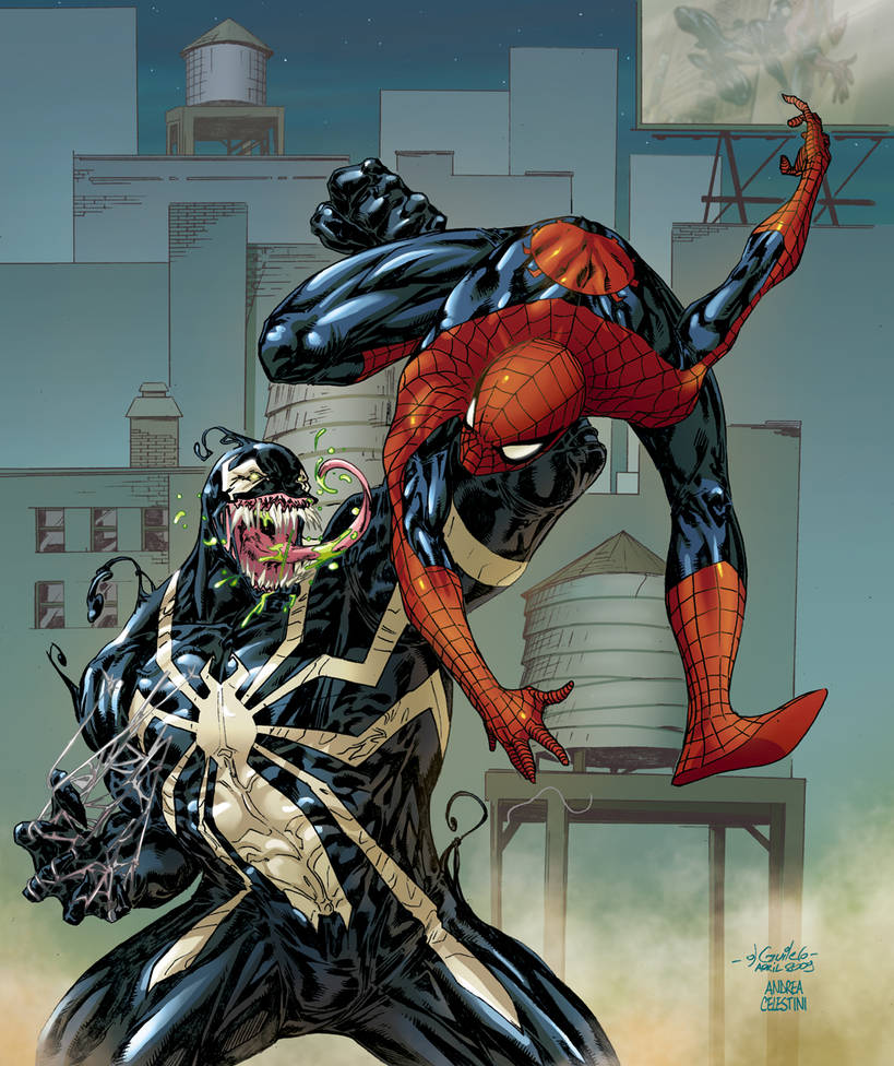 Веном паук комикс. Марвел человек паук и Веном. Веном из Spider man 2. Алый паук против Венома. Человек паук против Венома.