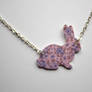 Purple Vintage bunny necklace on silver chain
