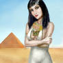 egyptian girl and pyramid