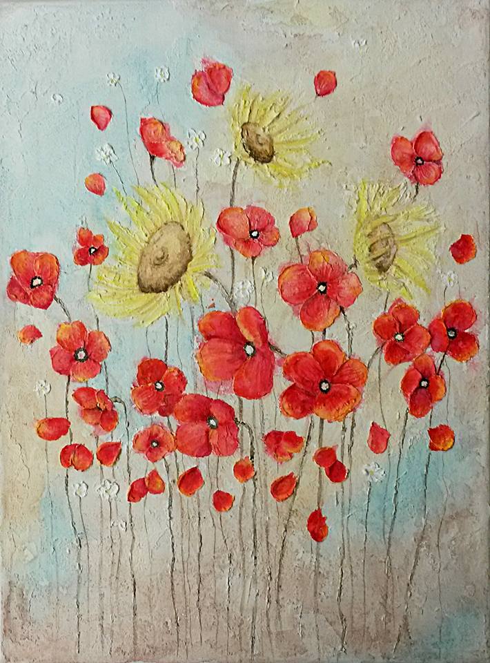 Poppies and sunflowers