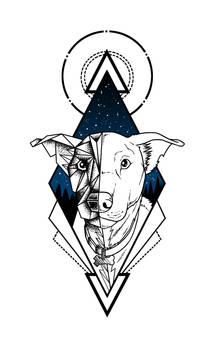 Geometric Dog Tattoo With DotWork