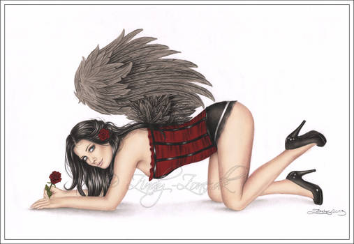 Dark Red Angel Pinup