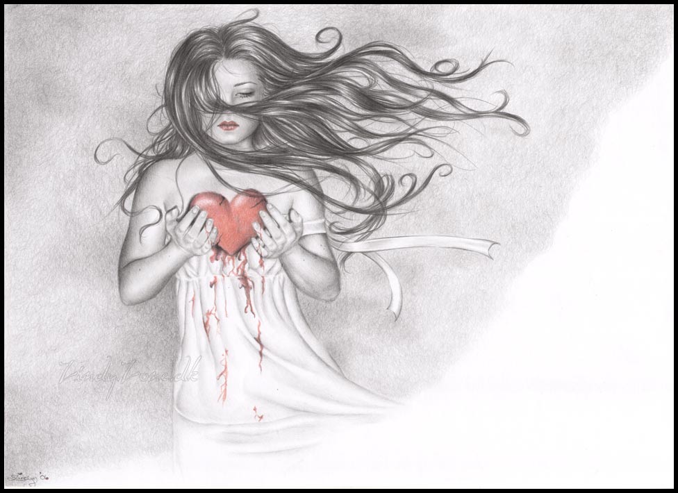 broken bleeding heart drawing