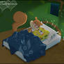 In her bed...