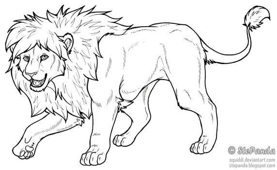 Free LineArt Adult Lion