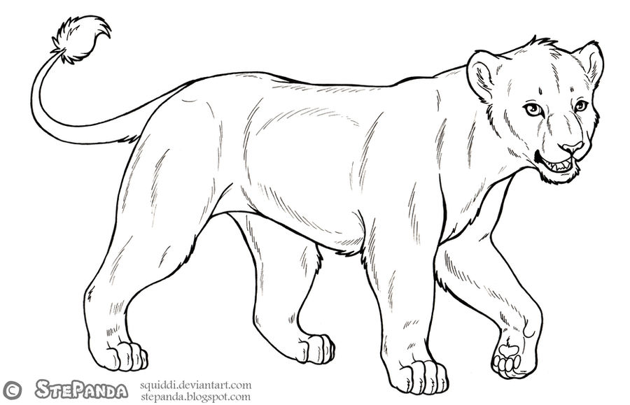 Free LineArt Adult Lioness 2