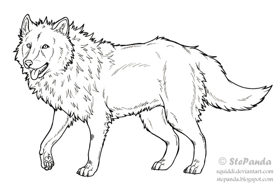 Free LineArt Adult Wolf