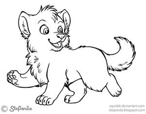 Free LineArt Puppy Wolf