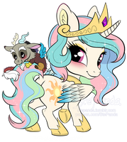 Princess Celestia and Discord chibi