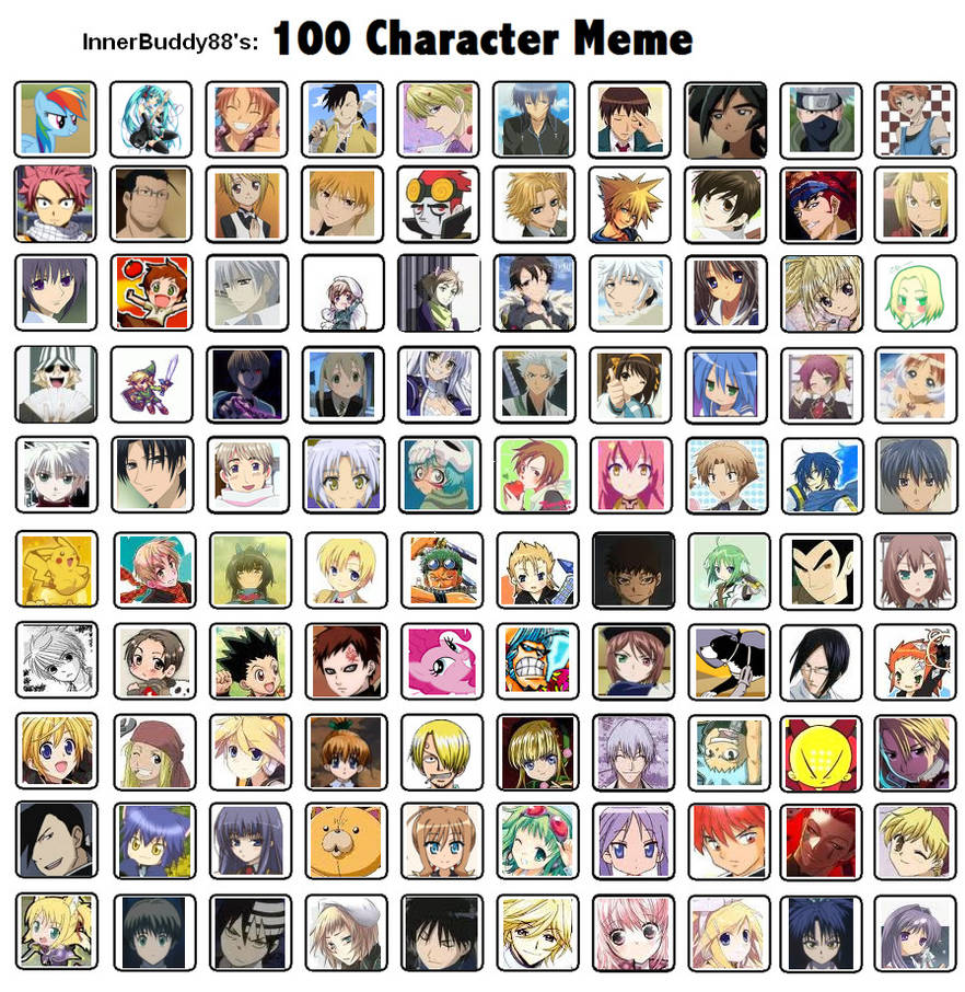 100 Character Meme! by Innerbuddy88 on DeviantArt