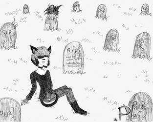 Sas The Black Cat in the Graveyard