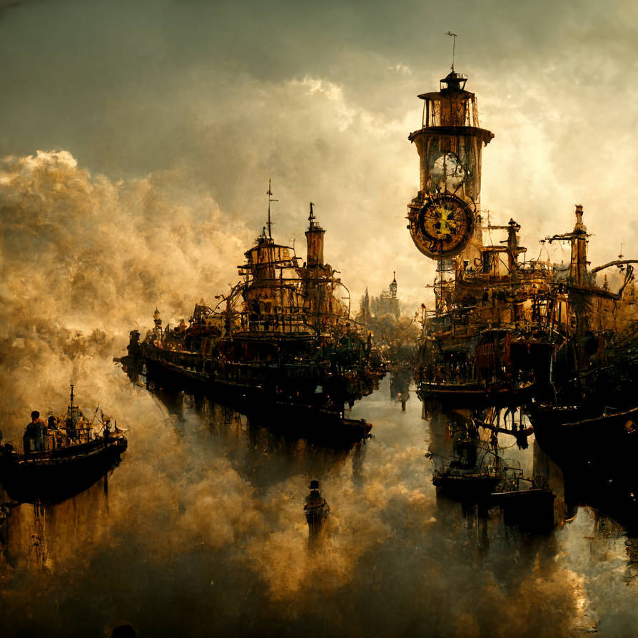 Steampunk City Docks by Talazyn on DeviantArt