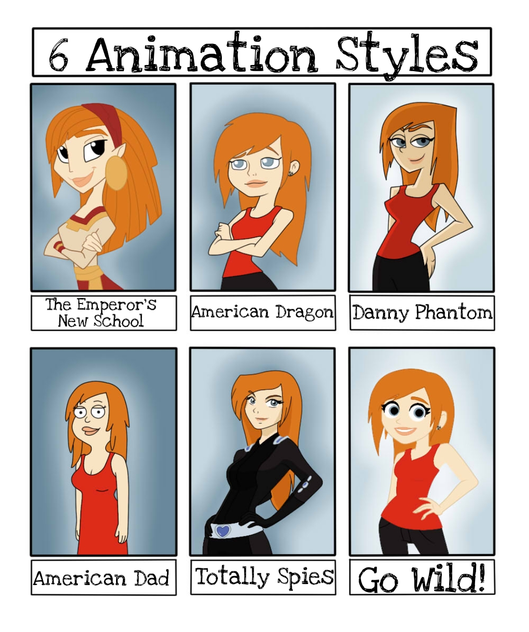 6 Animation Styles of myself part 2 by Skye1994 on DeviantArt