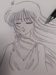 Saori Kido Athena sketch by pen by ariesnopatty