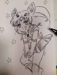 Chibi Moon sketch by pen by ariesnopatty