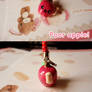 Cute Worm eating apple charm