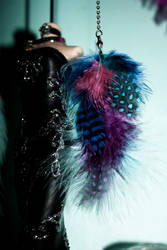 Blue Purple And Pink Feather Earrings