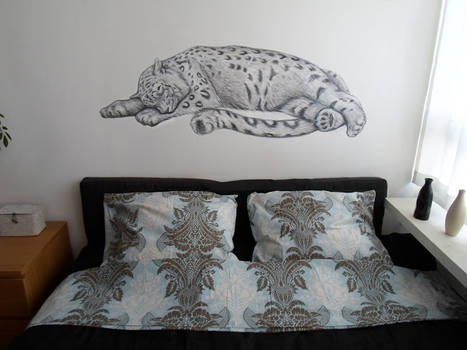 Sleeping Snow Leopard Bedroom Mural