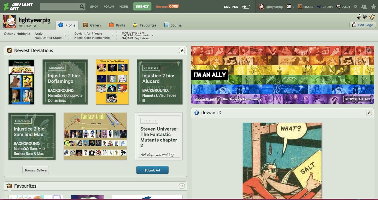 Old DeviantArt Layout by lightyearpig on DeviantArt