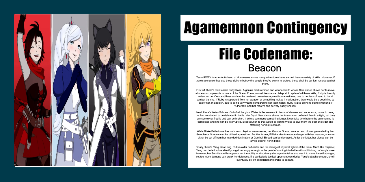 Agamemnon Contingency: Team RWBY by lightyearpig on DeviantArt