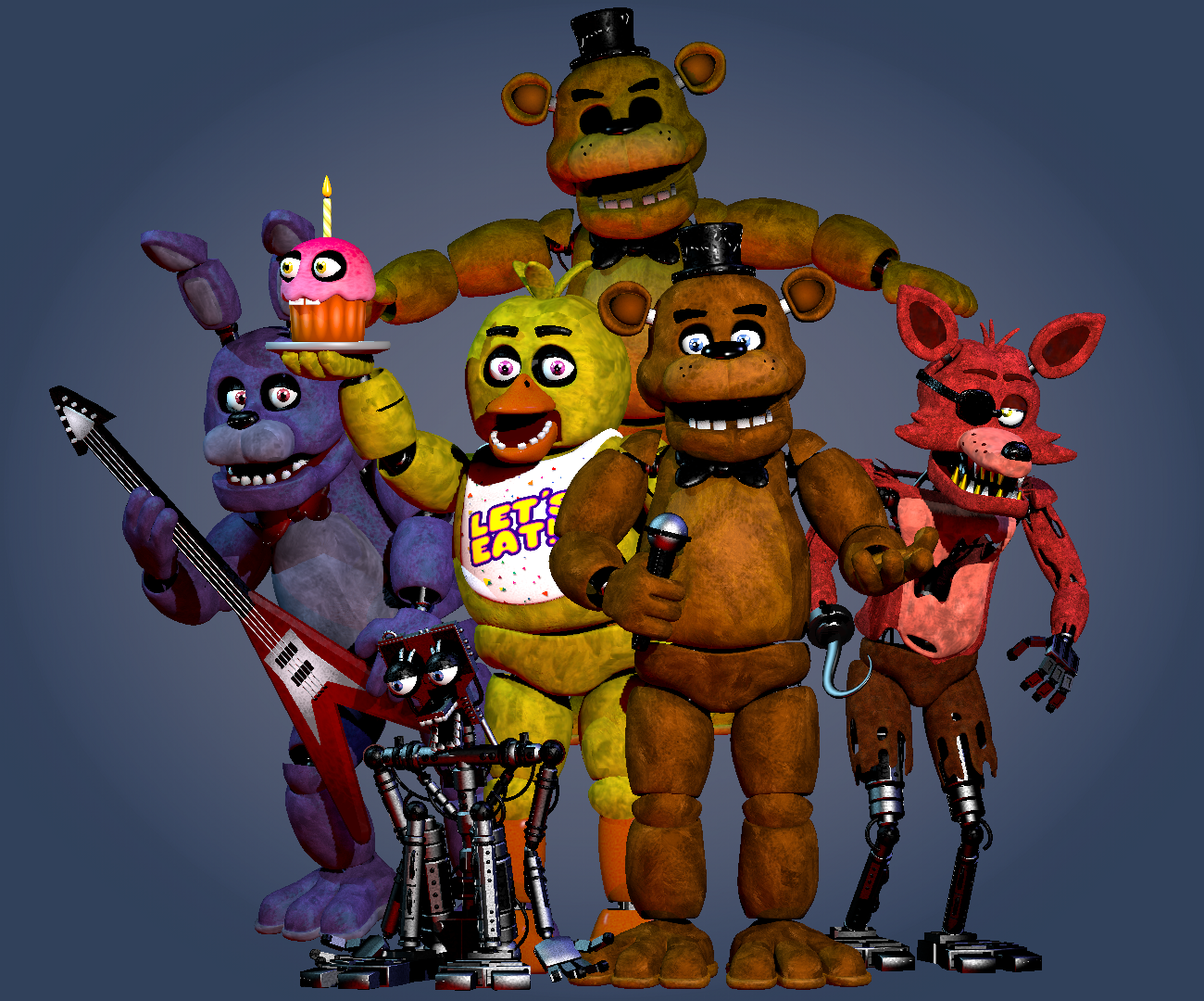 Fnaf 1 Animatronics in stage by zueiroooooooooooo on DeviantArt